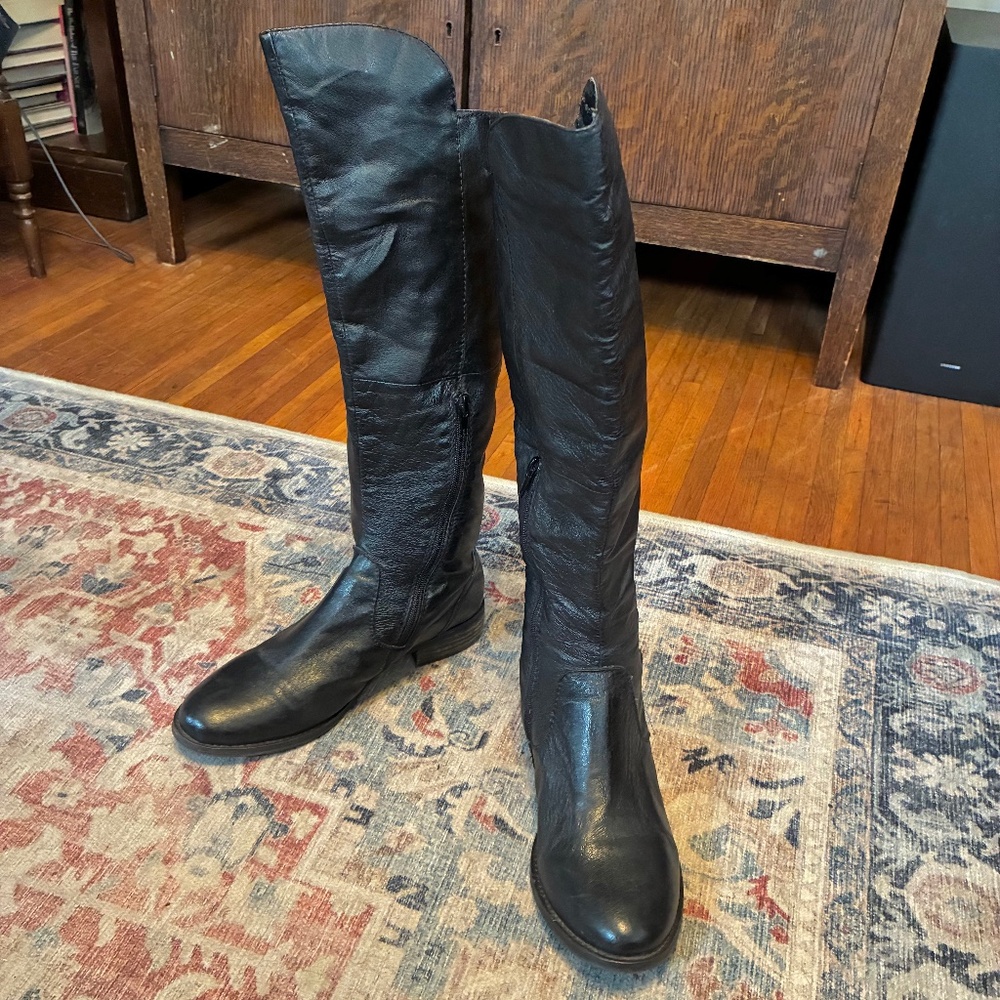Black OTK boots, 8, faux leather